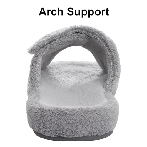 Shevalues Summer Arch Support Slippers For Women Adjustable Terry Cloth Fuzzy Indoor Slippers Open Toe House Shoes thumb #3