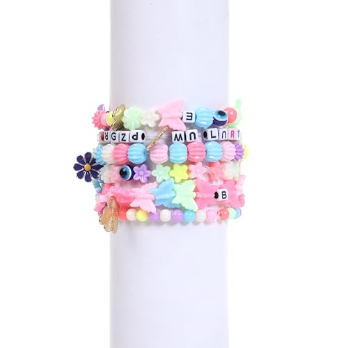 Image of Ambitieux DIY Bracelet Making Kit for Girls - 12 Types Colorful Beads with Charms, Elastic Thread, Earrings, Clasps & Rings - Jewellery Craft Kit for Kids, Birthday Return Gift, Rakhi Special Set for 2 3 4 5 6 7 8 9 10 years (Multicolor 3)