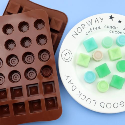 Miniatura 6 de Lightbeacon 2 Piezas Silicona Moldes De Chocolate, 24 Cavidades Molde Bombones Silicona, Moldes De Silicona Para Chocolate Antiadherente, Para Dulces, Chocolate, Jabón, Gelatina, 6 Formas