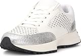 Jessica Simpson Tameranne Casual Sneaker, White/Clear, 9
