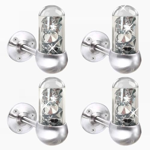 ZOLAPI Set of 4 Glass Tube Glisten Crystal Diamond Towel Hooks Bathroom Coat Hook Robe Hook Stainless Steel Heavy Duty Door Hanger Towel Clothes Cabinet,Wall Hook for Bathroom Bedroom?Silver