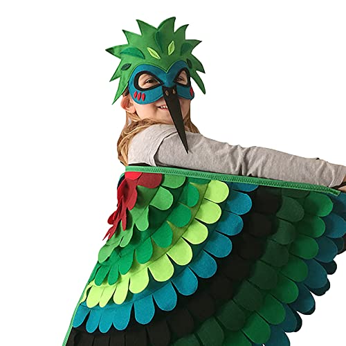 Faxianther Costume d'halloween 2 Pièces Ailes d'oiseaux et Masque des Yeux pour Enfants de 3 à 8 Ans Déguisement Créatif pour Carnaval Halloween Cover