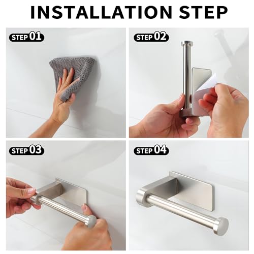 YIGII Self Adhesive Toilet Paper Holder - Bathroom Toilet Paper Holder Stand no Drilling Stainless Steel Brushed - Image 7