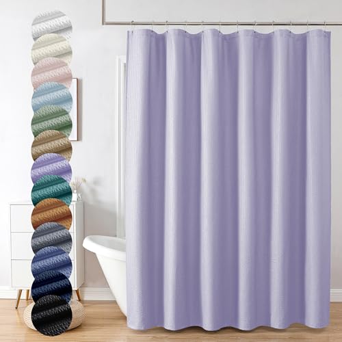 OVZME Berry Cute Shower Curtain, Embossed Textured Fabric Shower Curtain for Bathroom - Soft Cloth & Hotel Spa Luxury, Water Repellent, Machine Washable Shower Curtain, 72X72, Lavender