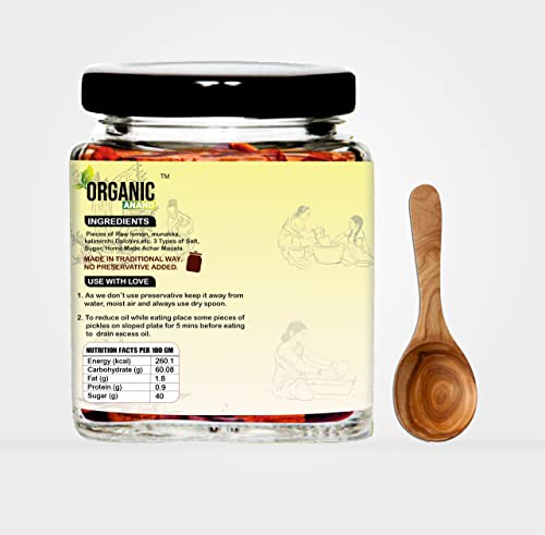 Image of Organic Anand Homemade Ayurvedic Lemon Pickle (40 Days Sun Dried) 250gram Nimbu ka Achaar, Flavourful, Delicious, Traditional Taste (Pack of 1)