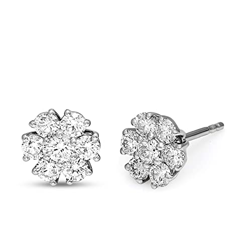 7/8 Carat | 925 Sterling Silver | Igi Certified Lab Grown 7 Stone Diamond Stud Earrings | Round Shape Prong Setting Friendly Diamonds Earrings | H-I Color, Si1-Si2 Clarity #TOP21