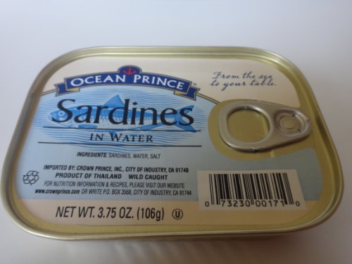 Ocean Prince Sardines - in Water 3.75 oz Can (Pack of 6)