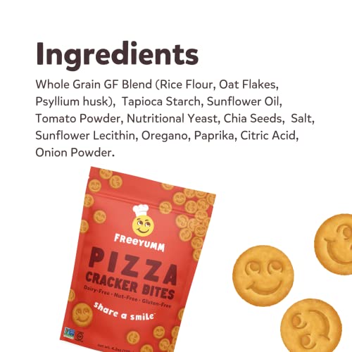 Freeyumm Pizza Cracker Bites - 4.2 Oz. - Plant Based - Gluten Free Snacks Nut Free - Safe For School - Pack Of 6 #TOP4