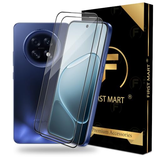 Image of FIRST MART Tempered Glass Screen Protector for Oppo F31 Pro Plus - Full-Glue Screen Guard, 3D Edge to Edge, HD Clear, Bubble-Free, Case-Friendly, Black, Pack of 2