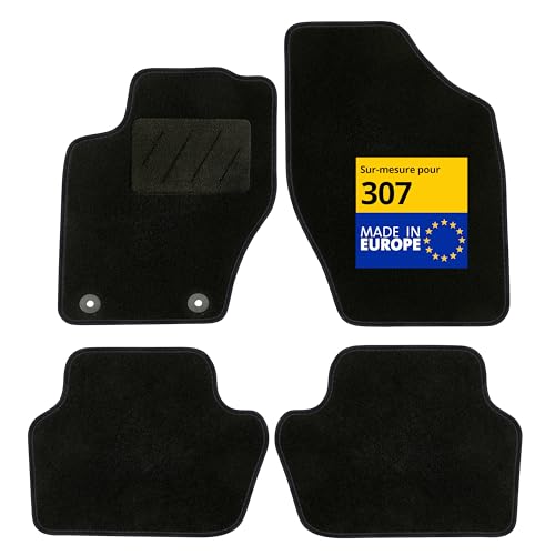 Tapis de voiture Peugeot 307 avec clips de fixation et sous-couche antidérapante