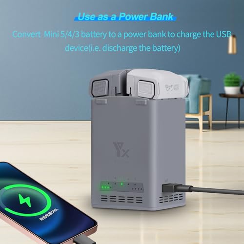 Cargador DJI Mini 5 4 3 de 100W con almacenamiento y hub bidireccional para dos baterías 5