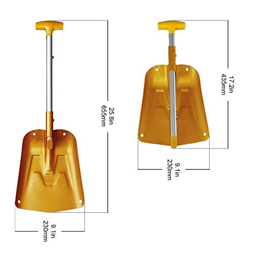 AceCamp Lightweight Collapsible Snow Shovel, Portable Adjustable Aluminum Emergency Shovel, Foldable Telescopic Winter Shovel for Car, Camping, Home
