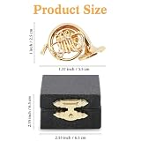 EASTROCK Miniature French Horn Pin, 1.4inches Musical Instrument Fashion Lapel Brooch Pin with Red Velvet Lined Instrument Case, French Horn Gifts