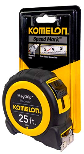 Komelon 7325; 25\' x 1\" Magnetic MagGrip Tape Measure, Yellow/Black - Thumbnail 2