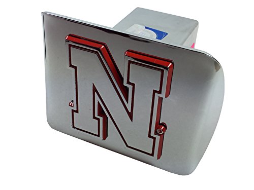 University Of Nebraska Metal Emblem (Chrome With Red Trim) On Chrome Metal Hitch Cover (Iron N) #TOP20