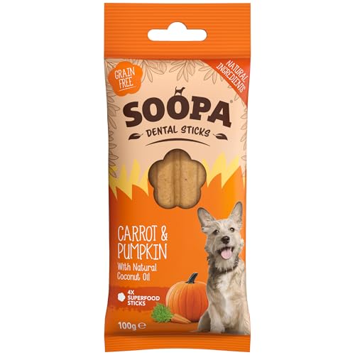 Soopa Pets Carrot & Pumpkin Dental Dog Treats, Human Grade,