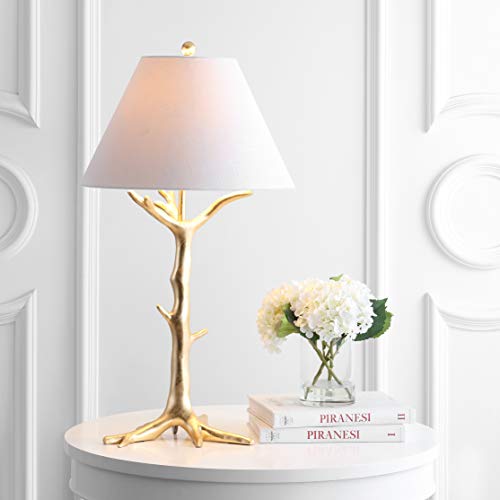 JONATHAN Y 33.5" Gold Leaf Resin LED Table Lamp, Glam Transitional Nature-Inspired Design for Living Room Bedroom Nightstand, White Linen Shade, LED Bulb Included, UL Listed JYL3069A by JONATHAN Y - Image 2