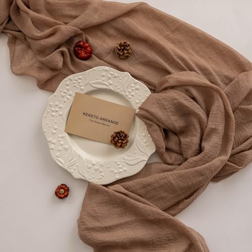 image for Keketoarrange Keketo 3pcs Nude Gauze Rustic Cheesecloth Table Runner 1