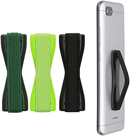 kwmobile Finger Holders For Smartphones - Set of 3 Self Adhesive Elasticated Finger Holder Straps for Phones - Black