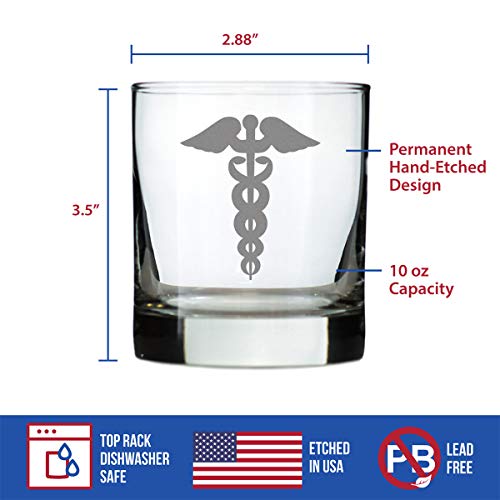 Caduceus Medical Symbol - Whiskey Rocks Glass For Essential Healthcare Workers, Doctors, Nurses, Medical Staff - 10.25 Oz #TOP3