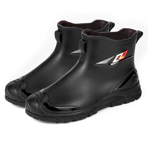 Deck Boots for Men – Anti-Slip PVC Short Rain Boots with Cushioned EVA Insole – Durable Work Shoes for Fishing, Gardening, Boat, Farm Use