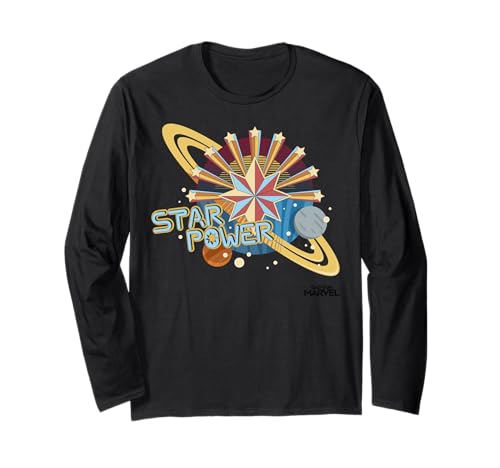 Image of Marvel Captain Marvel Star Power Retro Style Long Sleeve T-Shirt