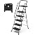 HBTower 5 Step Ladder with Handrails, Folding Step Stool with Tool Platform, 330 LBS Portable Steel Ladder for Adults for Home Kitchen Library Office, Black