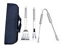 3-Piece BBQ Stainless Steel Grill Set with Black Carrying Case - Grilling Tool Set – Spatula, Fork, Tongs