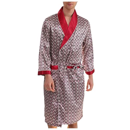 Peignoir à rayures homme pyjama respirant en satin avec revers et ceinture