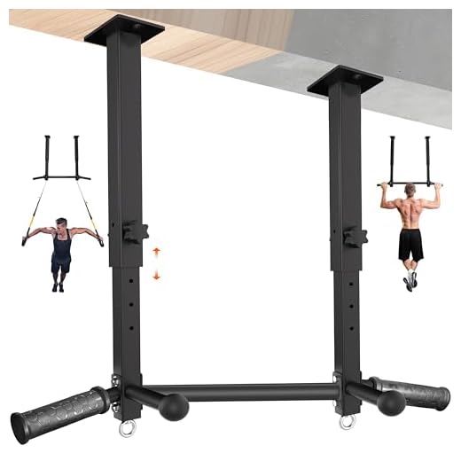 HWOOUSA Adjustable Ceiling Mount Pull Up Bar with Ball Grips