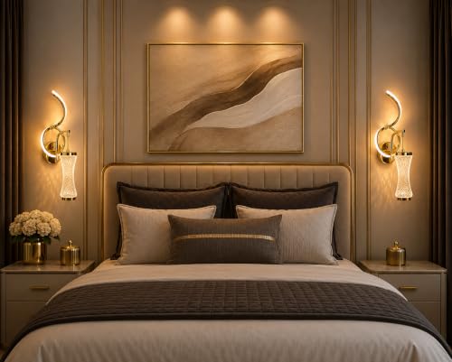 Image of FILLISKA Luxurious LED Wall Lamp for Home with Adjustable Colour Changing Function (1 Year Warranty)(French Gold-1053)