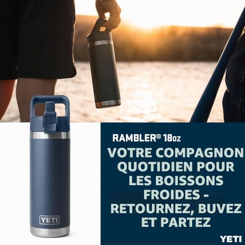 YETI Rambler C Straw Bottle, Stainless Steel Vacuum Insulated Bottle with Straw Cap, Navy, 18 oz (532 ml) – vue 2