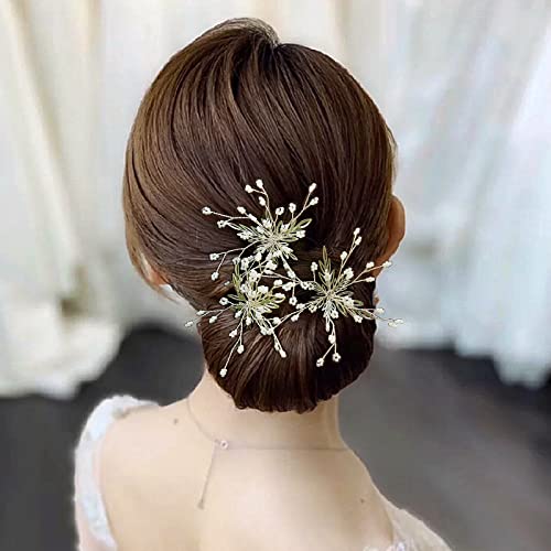 Sooshin 3 Pieces Bridal Hair pins Pearl Wedding Hair Accessories for Brides and Bridemaids Bridal Headpieces for wedding Vintage Hair Pins for Women and Girls (Silver)