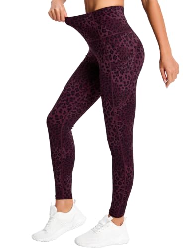 Image of THE GYM PEOPLE Thick High Waist Yoga Pants with Pockets, Tummy Control Workout Running Yoga Leggings for Women