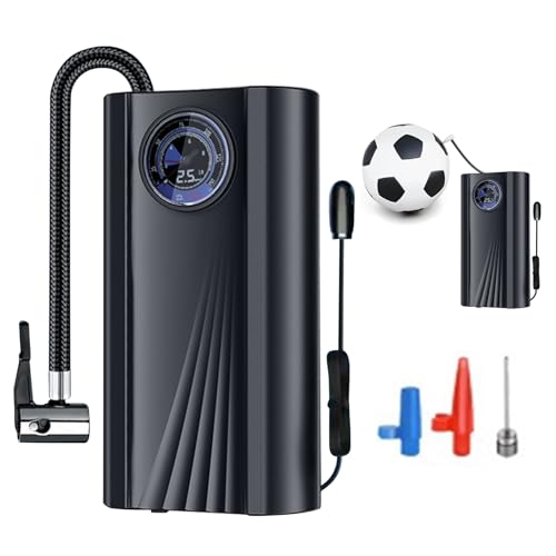 tongfeng Pompe à Pneu avec manomètre | Pompe à air à gonflage Rapide 150 psi avec manomètre numérique,Fournitures de Voyage sur Route pour vélo, Moto, Voiture à Batterie, Automobile, Basket-Ball