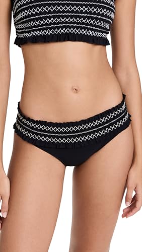 Tory Burch Women's Costa Hipster Bikini Bottoms, Black/New Ivory, M