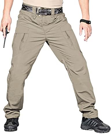 Military Tactical Pants Mens Water Resistant Carge Work Pant Man Quick Dry Lightweight Hiking Leg Khaki XXLarge
