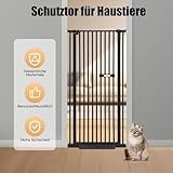Treppengitter Schutzgitter für Haustiere Extra Hoch 150cm, Treppengitter Ohne Bohren Hundezaun Versenkbare Tür Sicherheitstor mit 2 rutschfeste Fußpedale, für Kinder und Haustiere