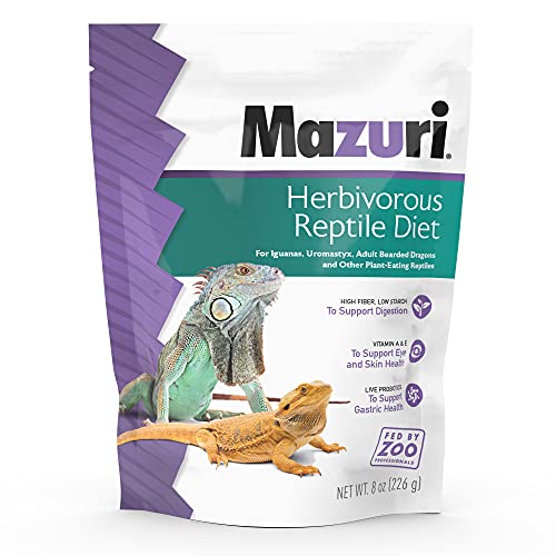 Mazuri® Herbivorous Reptile Diet | Food for Plant-Eating Herbivorous Lizards, Green Iguanas, Uromastyx Lizards | 8 Ounce (8 OZ) Bag
