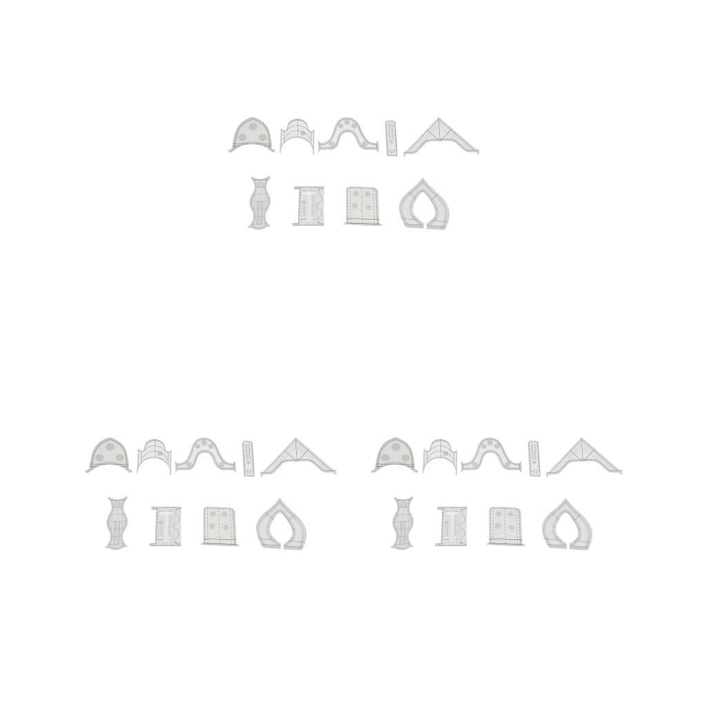 Set di 3 modelli per trapuntatura, patchwork, cucito, trapunta, righello, sarto, fai da te