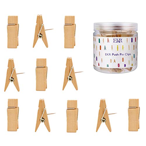 EKR VBLab 50 Count Never Falling Off Push Pin Clips for Bulletin Board Cork Board Pins (Natural Large)