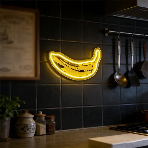 Image of Banana LED Sign,Cute Banana Neon Sign Decorations,Fruit Light up Signs Hanging Wall Art Lamp for kitchen Bar Club Party Fruit Shop Restaurant Bedroom,5V USB Powered,Dimmable Design
