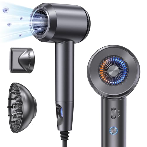llano Hair Dryer with Diffuser,Fast Drying 1500W Motor &10,5000 RPM,Professional Hair Dryer with 500 Million Ions for Curly and Straight Hair Low Noise/Lightweight/Mini,Great for Travel and Home