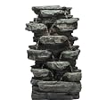 Alpine Corporation WIN930 Outdoor Floor Multi-Tiered Cascading Rock Garden Water Fountain with LED Lights, 39", Green