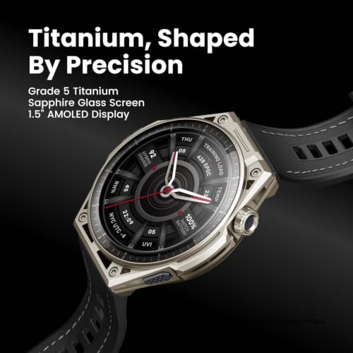Image of Amazfit Balance Ultra 49mm GPS Smartwatch, 5 Buttons, 1.5 inch AMOLED Sapphire Glass, Titanium Case, Flashlight, 30-Day Battery, 64GB, 180+ Sports, Hybrid Training & HYROX Mode, 10 ATM for Android & iOS