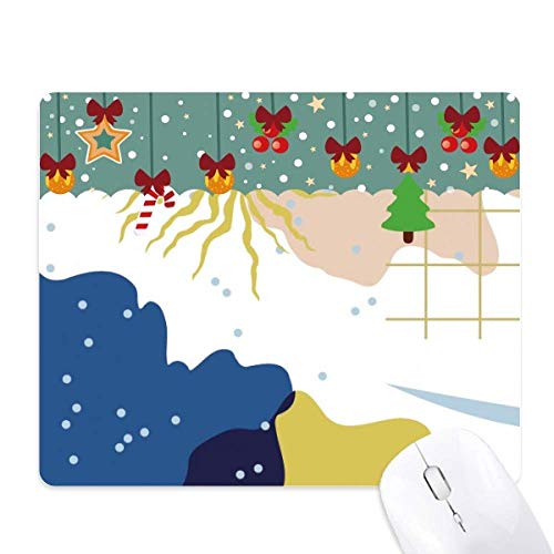 Tapis de souris en caoutchouc de Noël plantes abstraites bleu blanc grand confort de glisse