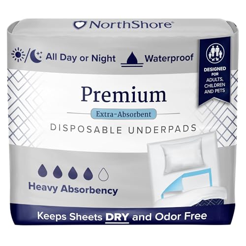 NorthShore Premium Blue Disposable Underpads (Chux), Large Size 23 x 36, Pk/25