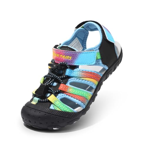 DREAM PAIRS Boys Girls Summer Outdoor Athletic Sport Sandals Hiking Beach Casual Closed Toe Adjustable Multicolor for Toddler/Little/Big Kids 5 Toddler Blue/Black