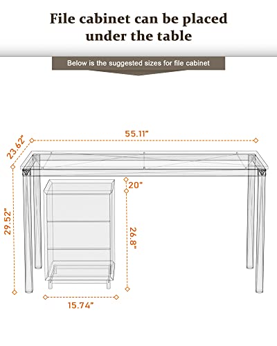 Teraves Computer Desk/Dining Table Office Desk Sturdy Writing Workstation For Home Office (55.11“, Black Oak) #TOP2