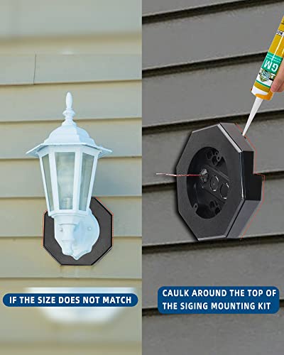 Siding Mounting Block, Octagon Siding Mounting Kit With Built-In Box, Siding Light Blocks For 1/2 Inch Lap Double, Black(2 Pack) #TOP4